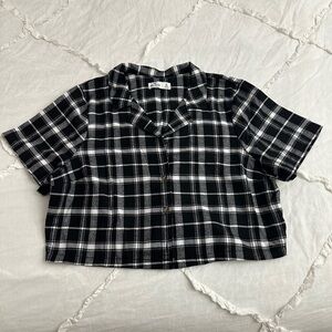 Plaid Black and White button shirt